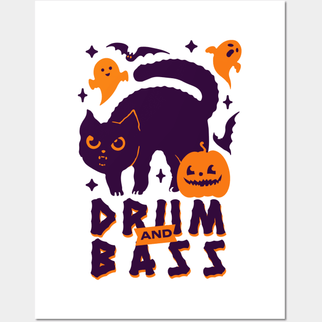 DRUM AND BASS  - Halloween Steez  (Purple/orange) Wall Art by DISCOTHREADZ 